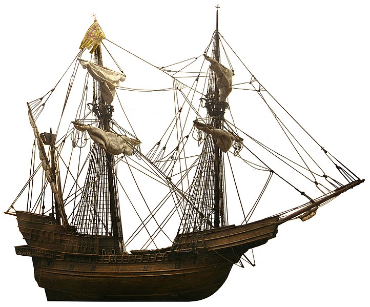 Na zdjęciu obok: galeon, Wenecja, XVI wiek. Drewniany model z Museo Storico Navale, Wenecja (Myriam Thyes, CC BY-SA 3.0, https://commons.wikimedia.org/wiki/File:Venedig-galeone-16jh.jpg)