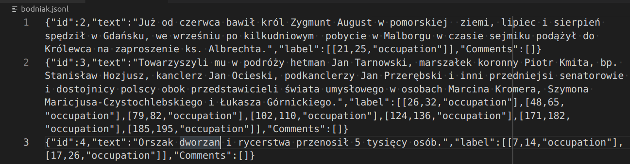 doccano fragment pliku jsonl