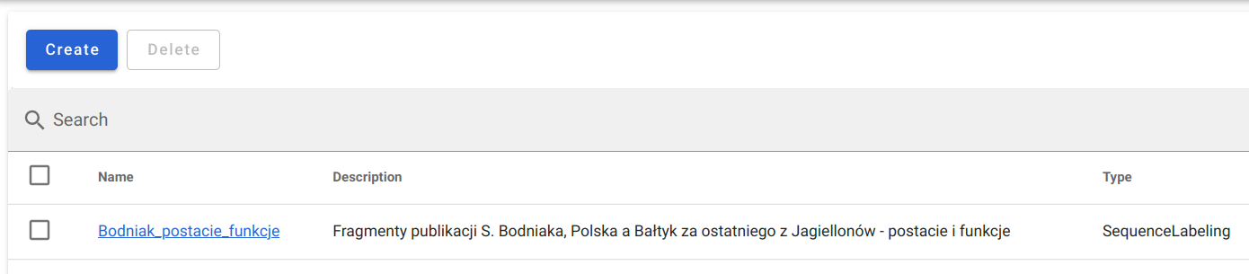 doccano lista projektów
