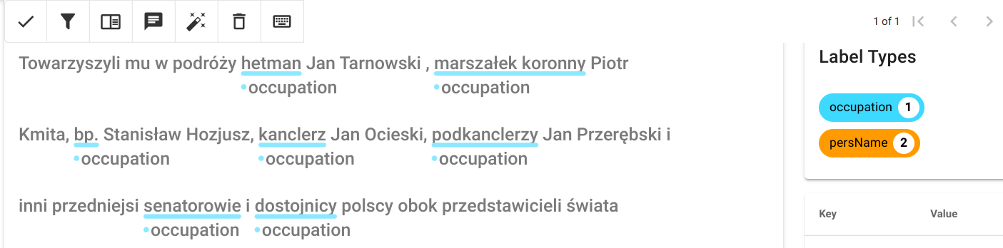 doccano w trakcie anotacji